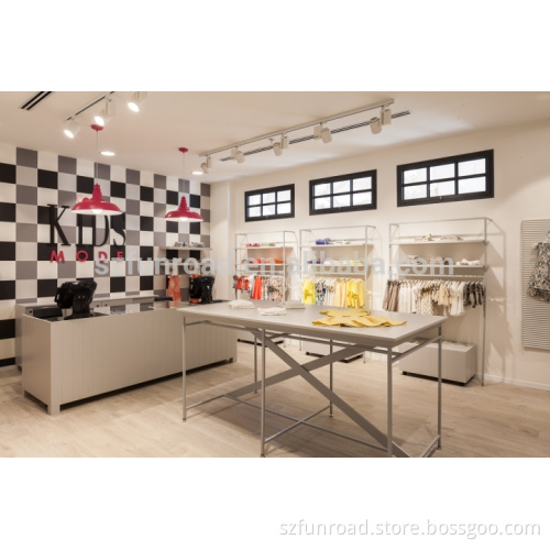 Children's wear retail store furnitures wall-mounted wood display boxes for kids clothes and shoes